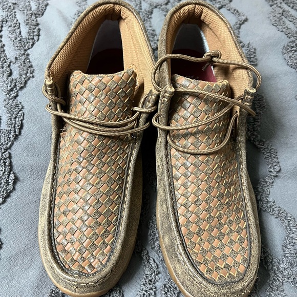 Twisted X Brown Moccasin Shoes with Woven Leather - Picture 2 of 3